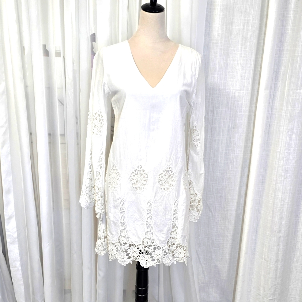 Union of Angels White Lace Eyelet Embroidered Dress Womens Size‎ M